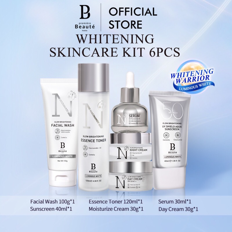 Premier Beaute Glow Whitening Paket Series Brightening Packet wajah Skincare Produk Skincare BPOM Su