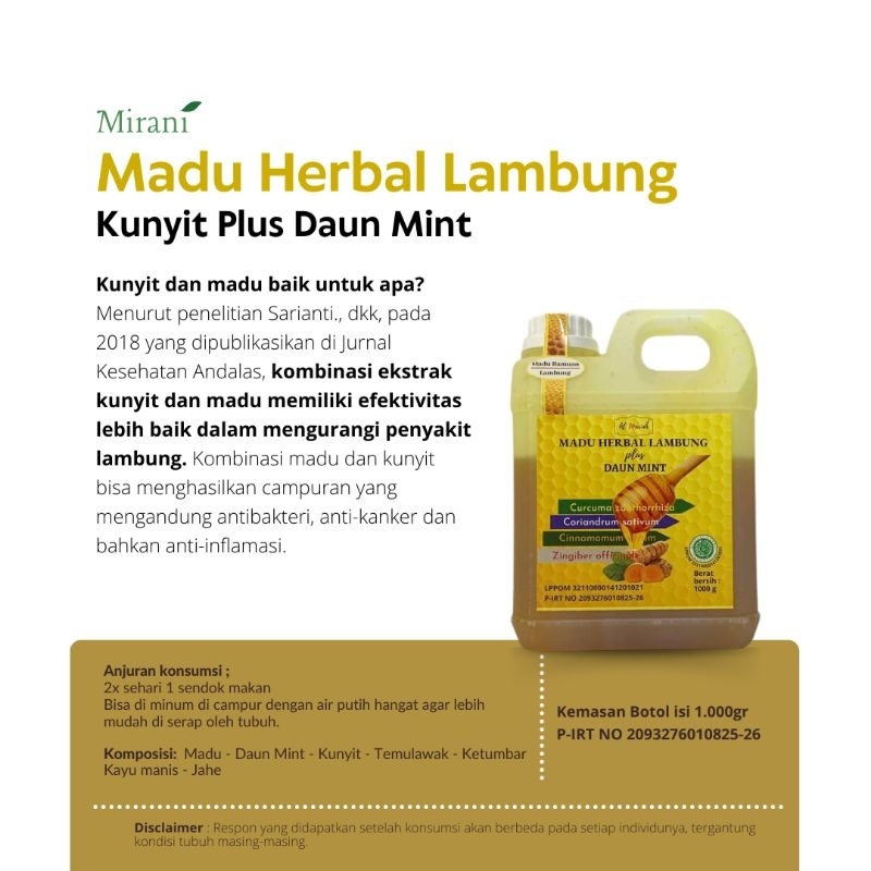 

Madu Herbal Lambung Kunyit plus Daun mint