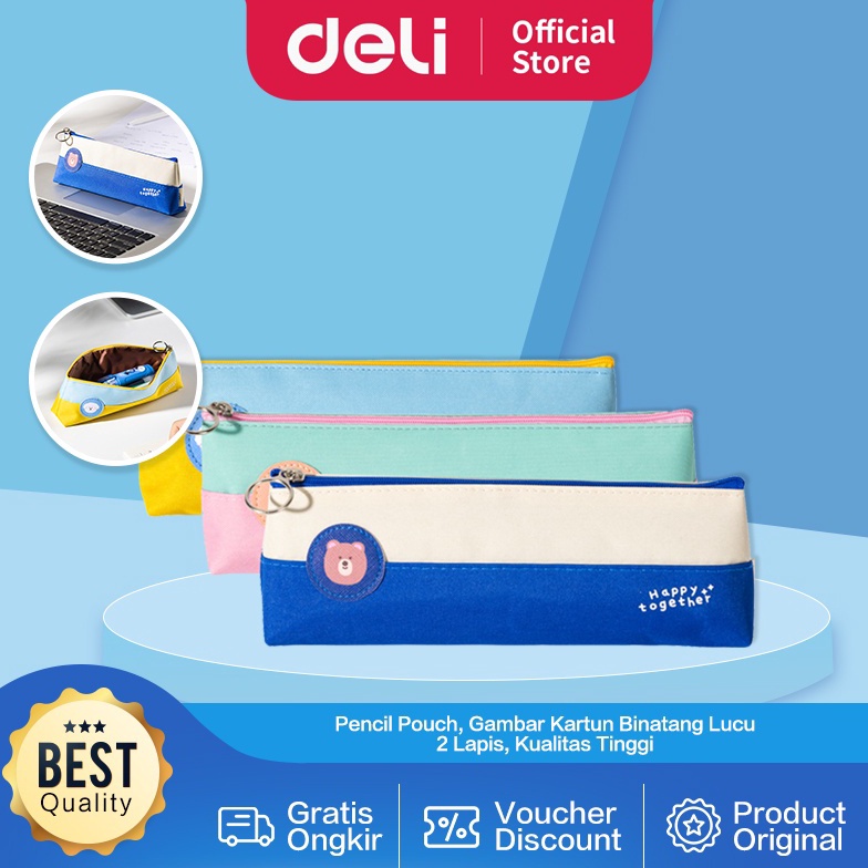 

Sale Deli Pencil Pouch / Tempat Pensil Kain 20 CM Gambar Kartun Kucing Anjing Beruang 2 Lapis EH908 55