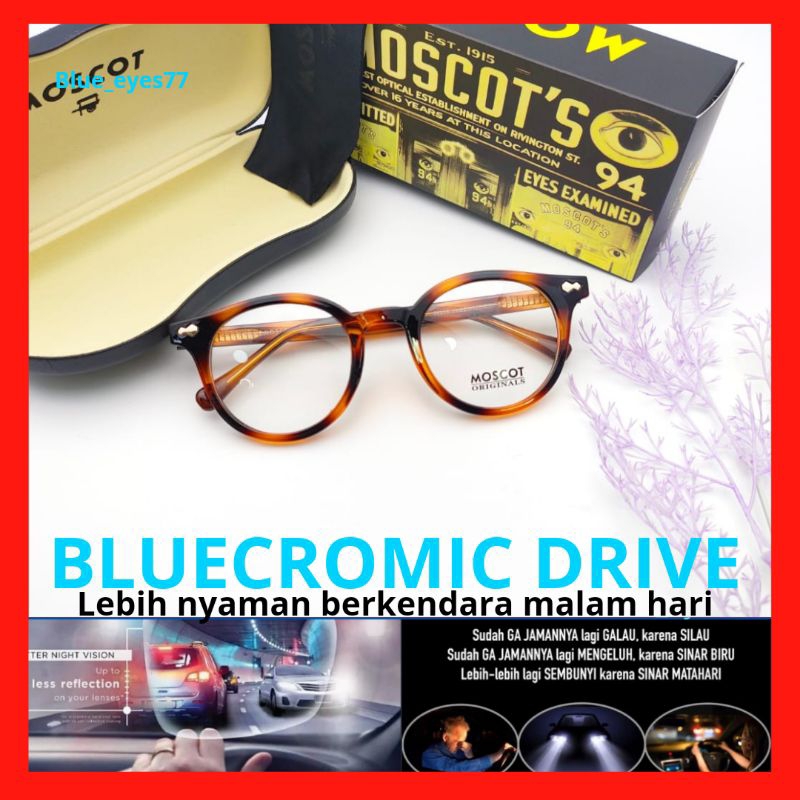 MOSCOT - Kacamata Pria Photocromic Blueray | Kacamata Bulat Pria Wanita Lensa Minus 3 in 1 Terbaru