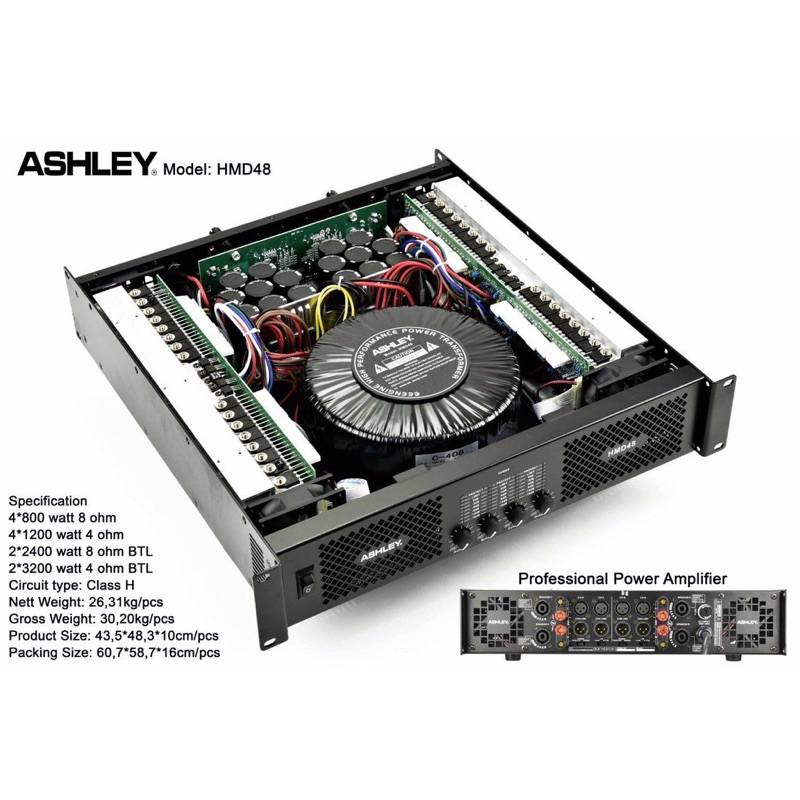 power amplifier 4 channel ashley hmd48 original power ashley hmd 48