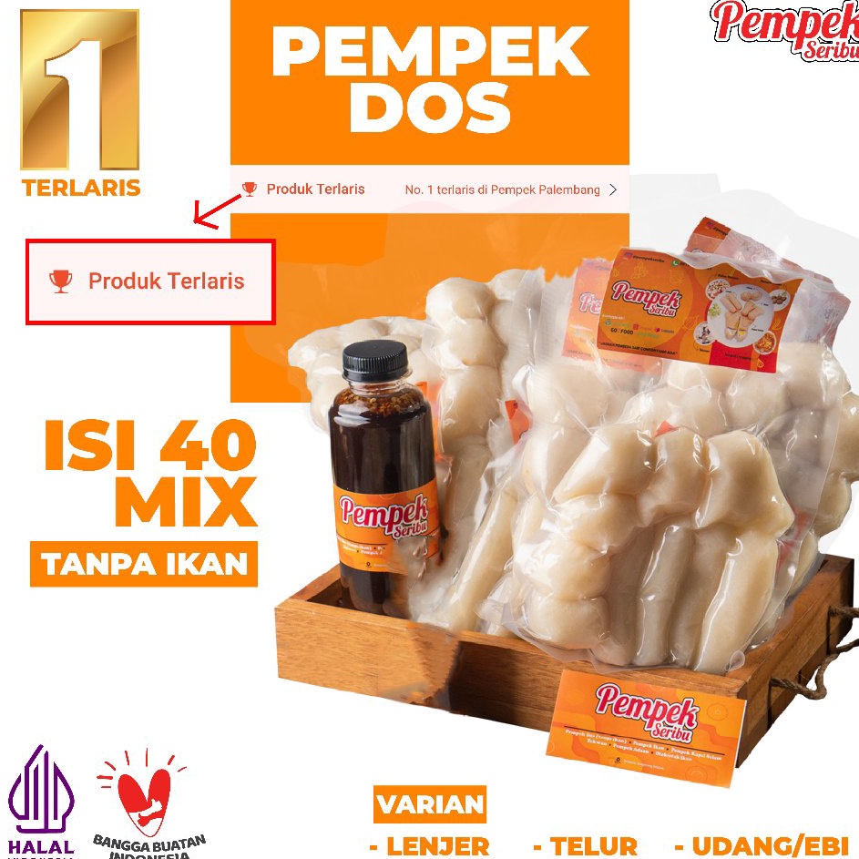 

Pempek Palembang Pempek Dos isi 40 mix