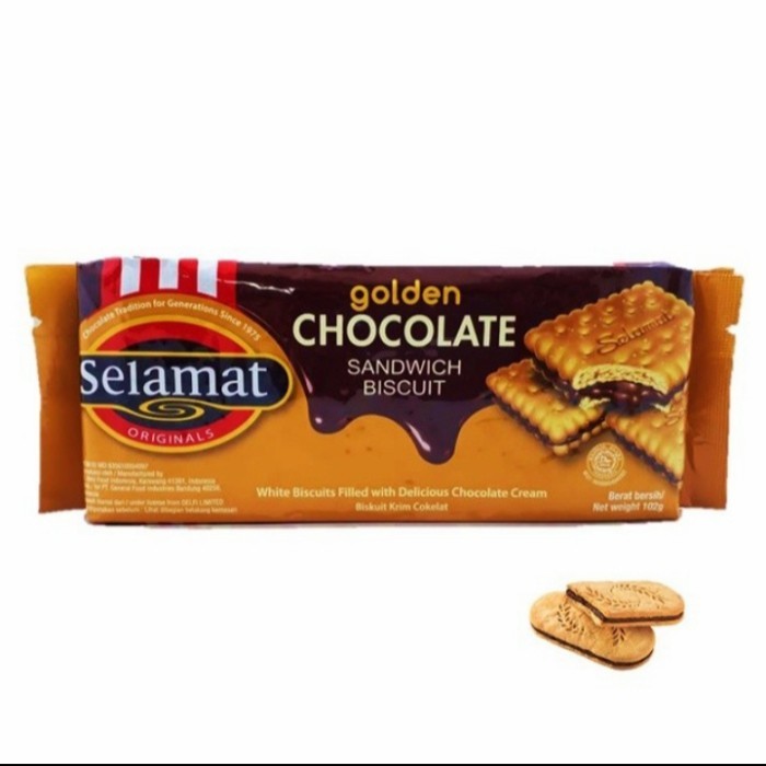 

Biskuit Selamat Golden Chocolate Sandwich 102 gram