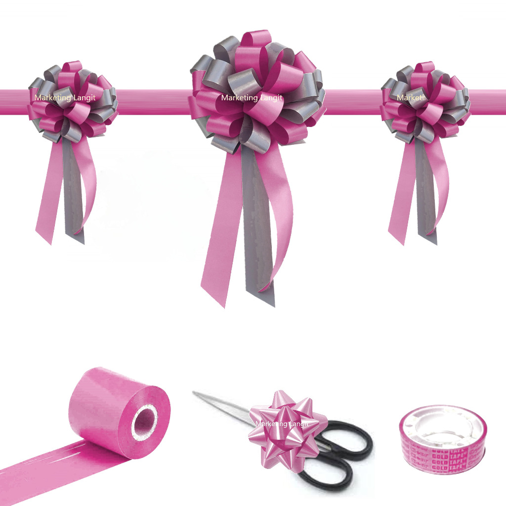 

Pita Peresmian 3 Pompom Besar Kecil Gunting pita Kantor Baru Siap Pakai