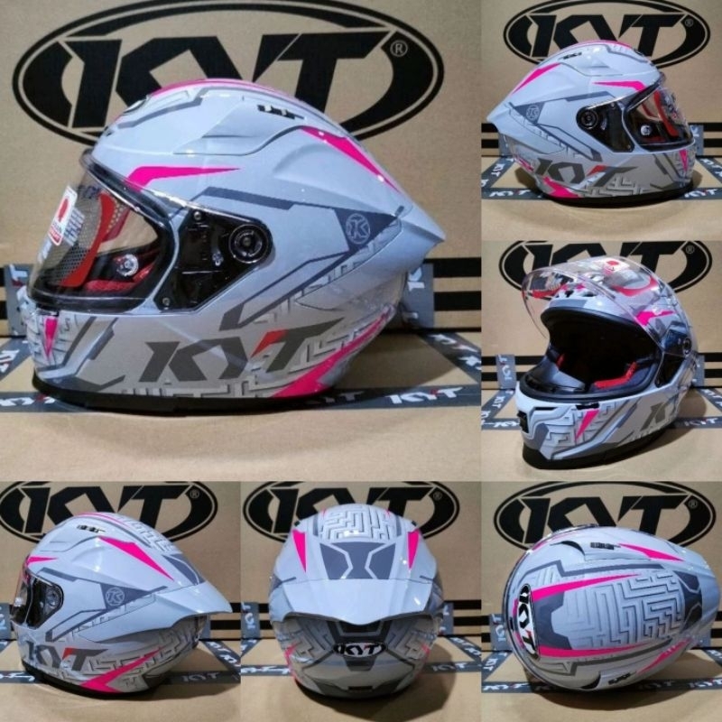 HELM KYT STRIKER MOTIF #2 ASPHALT GREY FUXIA PINK KYT STRIKER ORIGINAL