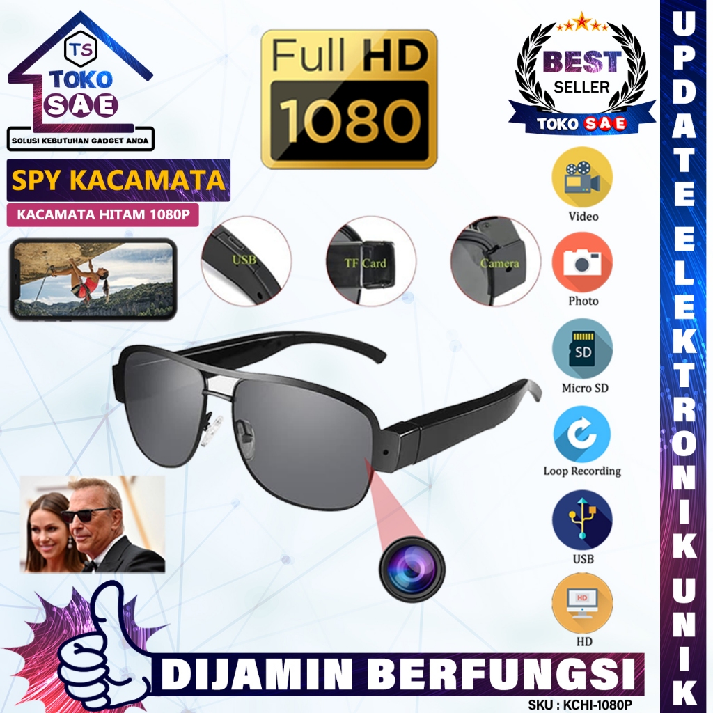 Spy Kacamata Hitam Full hd 1080p Kacamata Kamera Pengintai Sunglasses Hidden Spycam Action Cam Sport