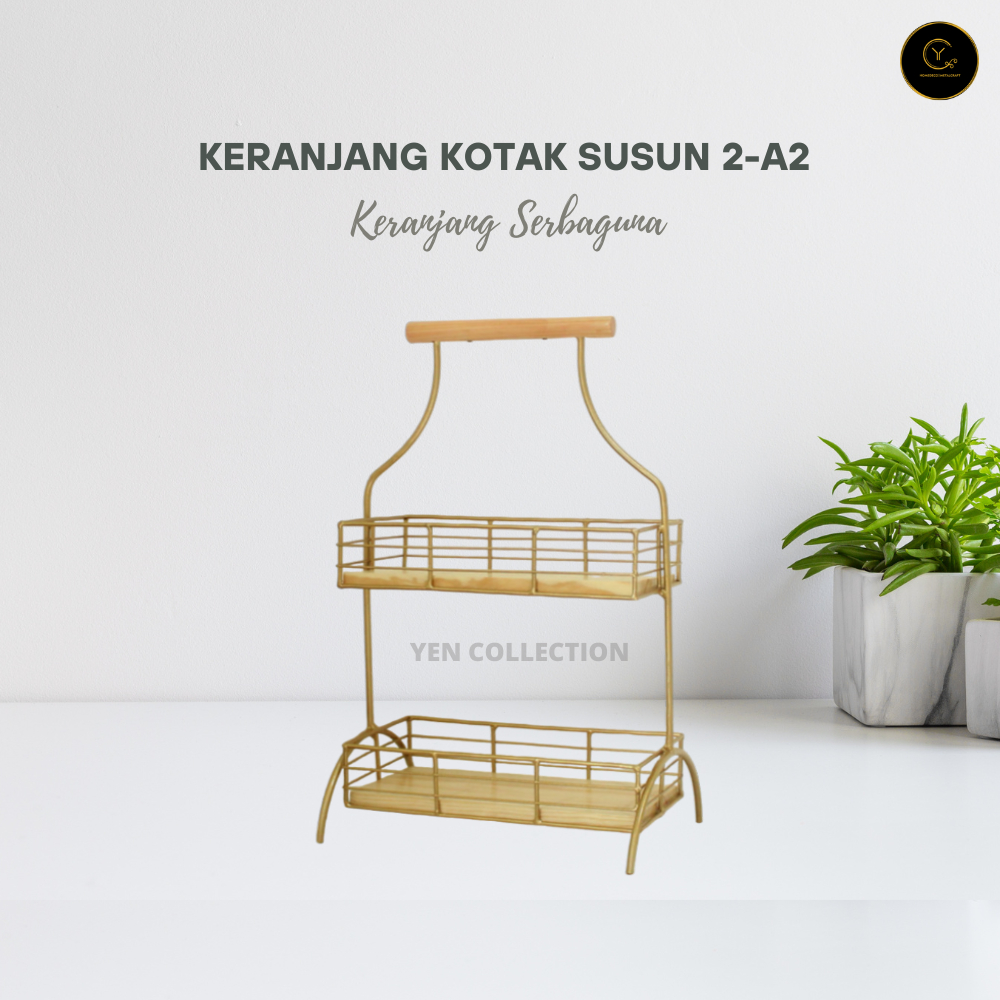 KERANJANG SUSUN KAYU - KERANJANG KOTAK SUSUN 2-A2 - KERANJANG SERBAGUNA - RAK KAYU BESI
