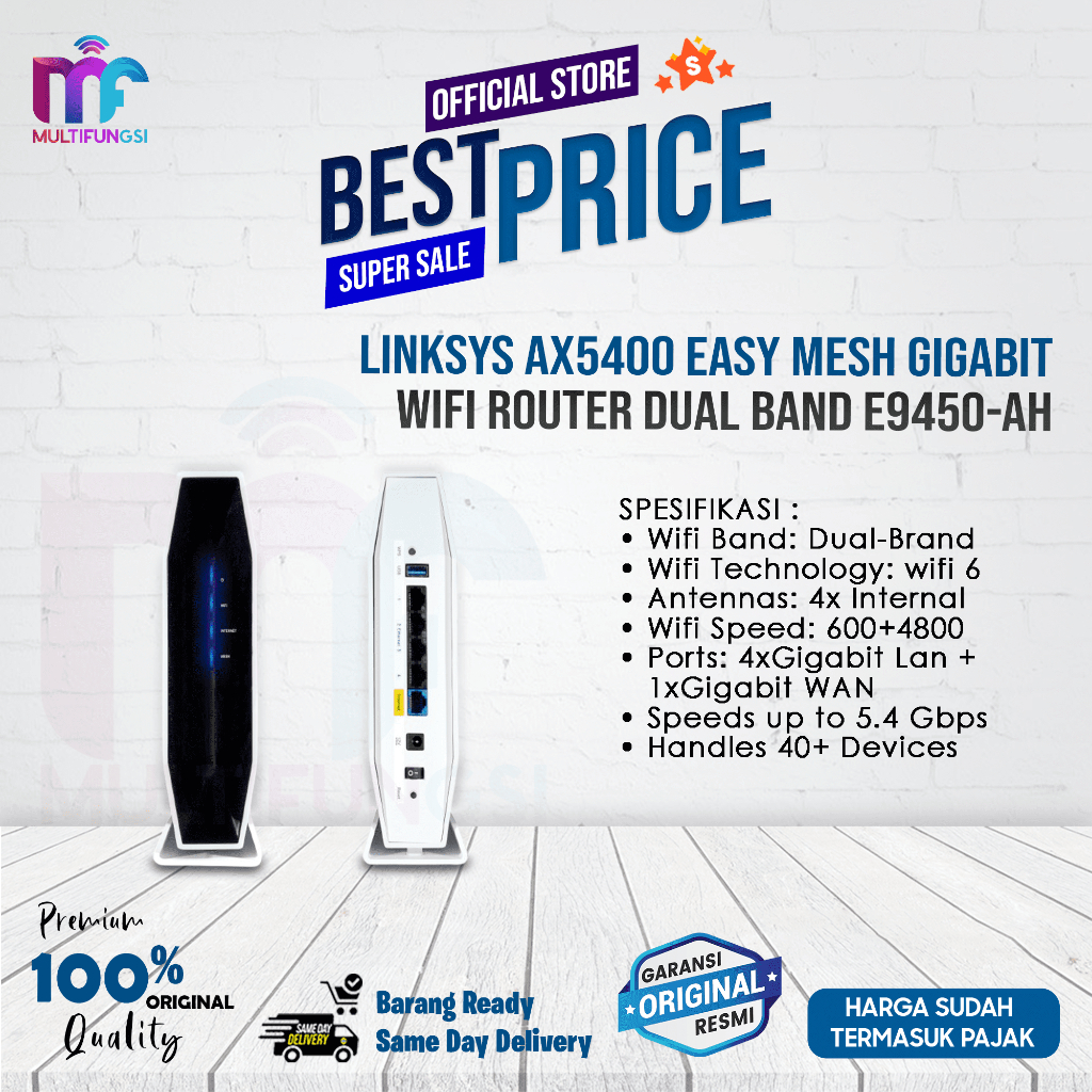 Linksys AX5400 Easy Mesh Gigabit WiFi Router Dual Band E9450-AH