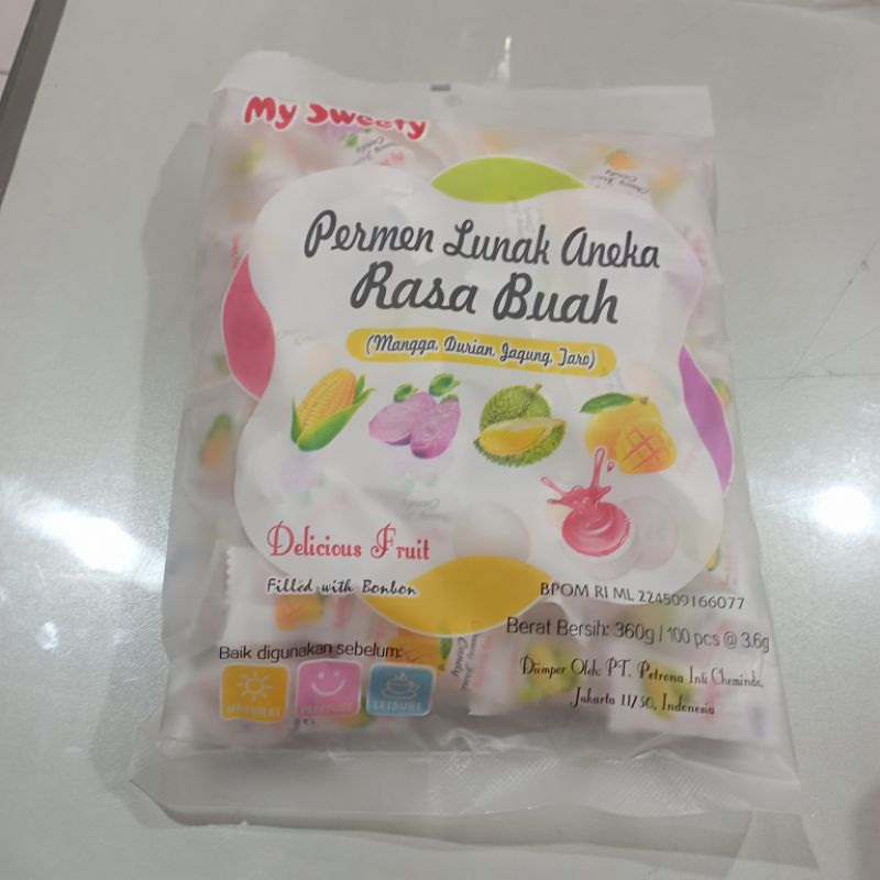 

Permen Lunak Aneka Rasa Buah ( Mangga, Durian, Jagung, Jaro )