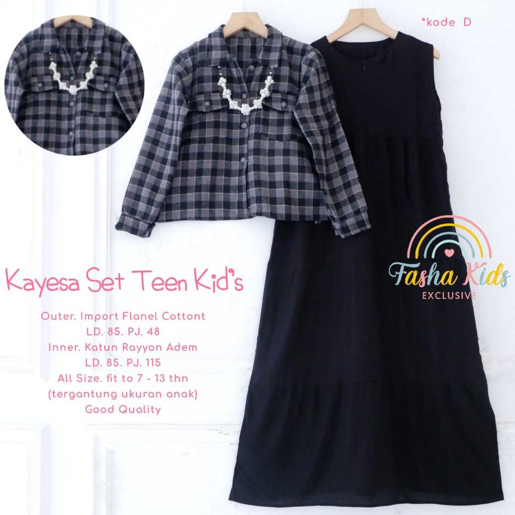 ((Ready Stok )) KAYESA SET TEEN KIDS ORIGINAL BY FASHA || SET DRESS ANAK REMAJA USIA 7-13 TAHUN ALLS