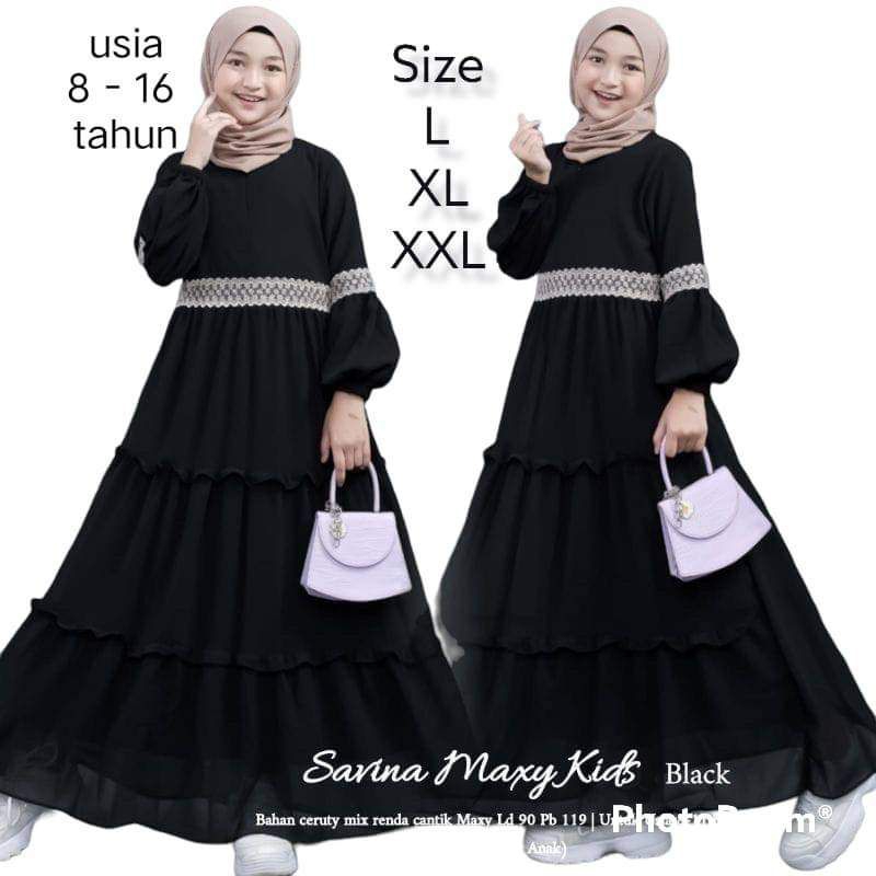 Savina kids baju gamis anak dan anak tanggung usia 7sampai16tahun bahan ceruti bebidol full puring m