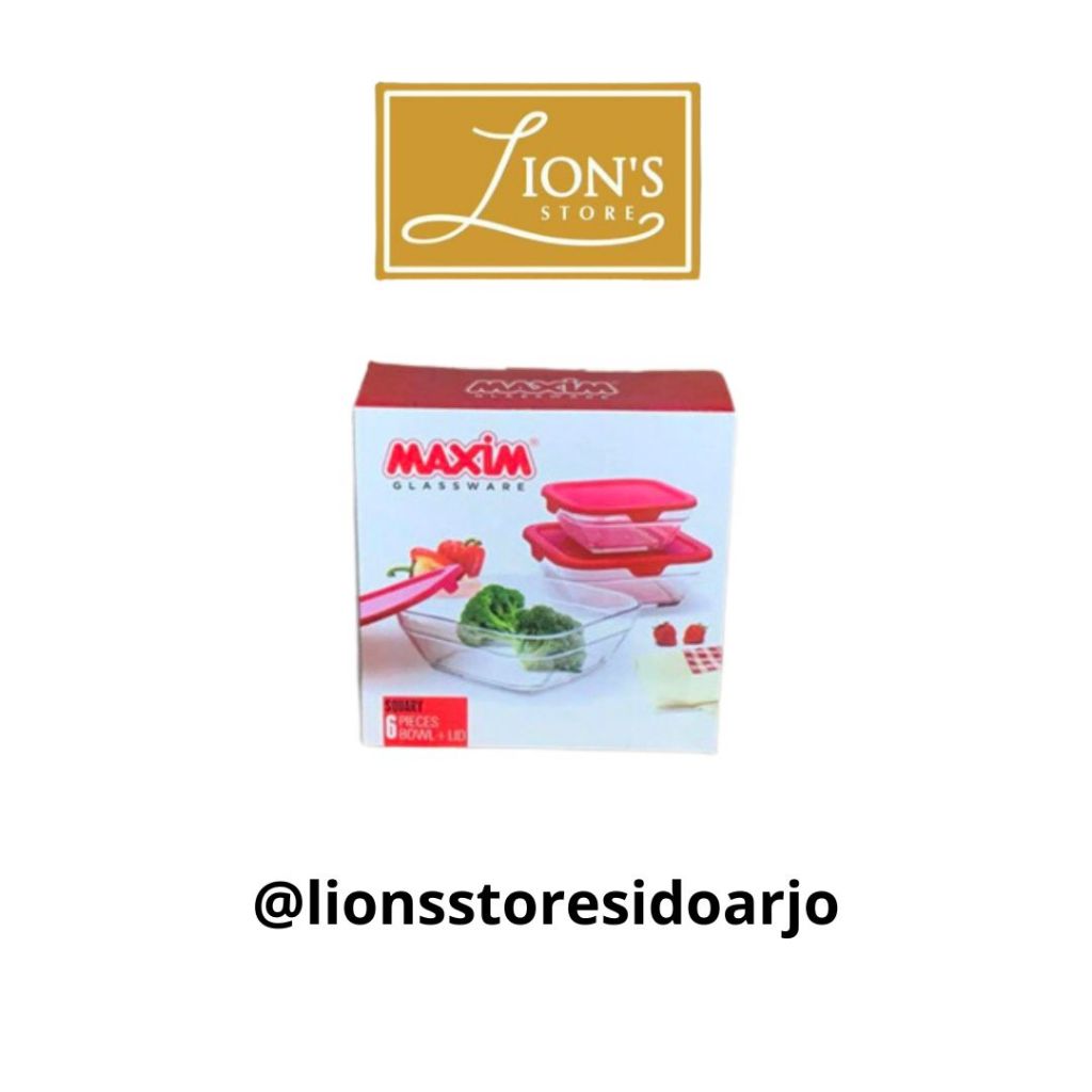 Mangkok Kaca Maxim Set Original Model Kotak 3 Susun