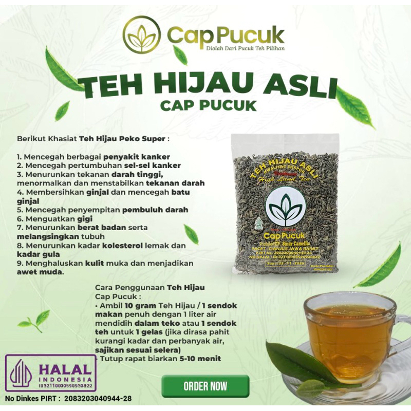 

RK12 TEH HIJAU ASLI CAP PUCUK 150GR