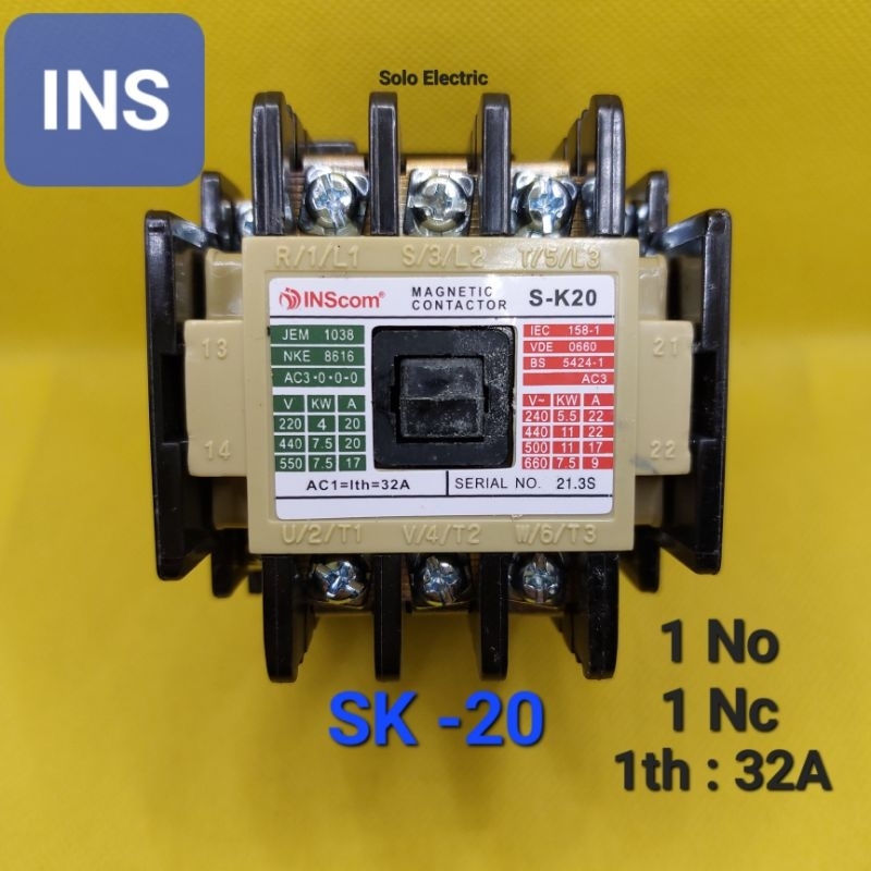 Magnetic Contactor SK 20 / Contactor INS
