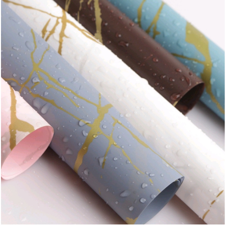 

[20 LEMBAR] Flower Wrapping Paper Golden Marble Cellophane Kertas Buket Motif Marmer Emas Bunga Florist (58 x 58cm)
