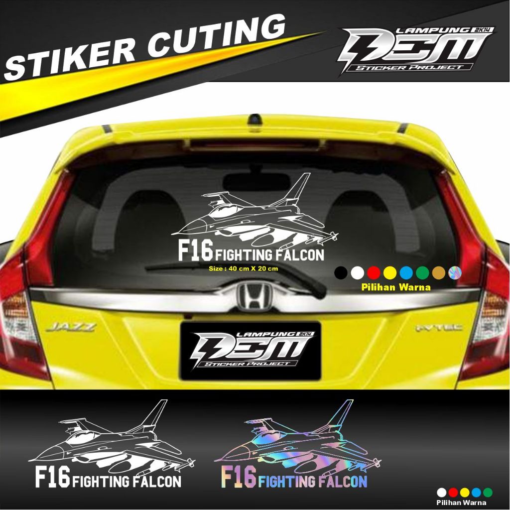 STIKER CUTING PESAWAT F16 STIKER KACA BELAKANG MOBIL STIKER KEREN