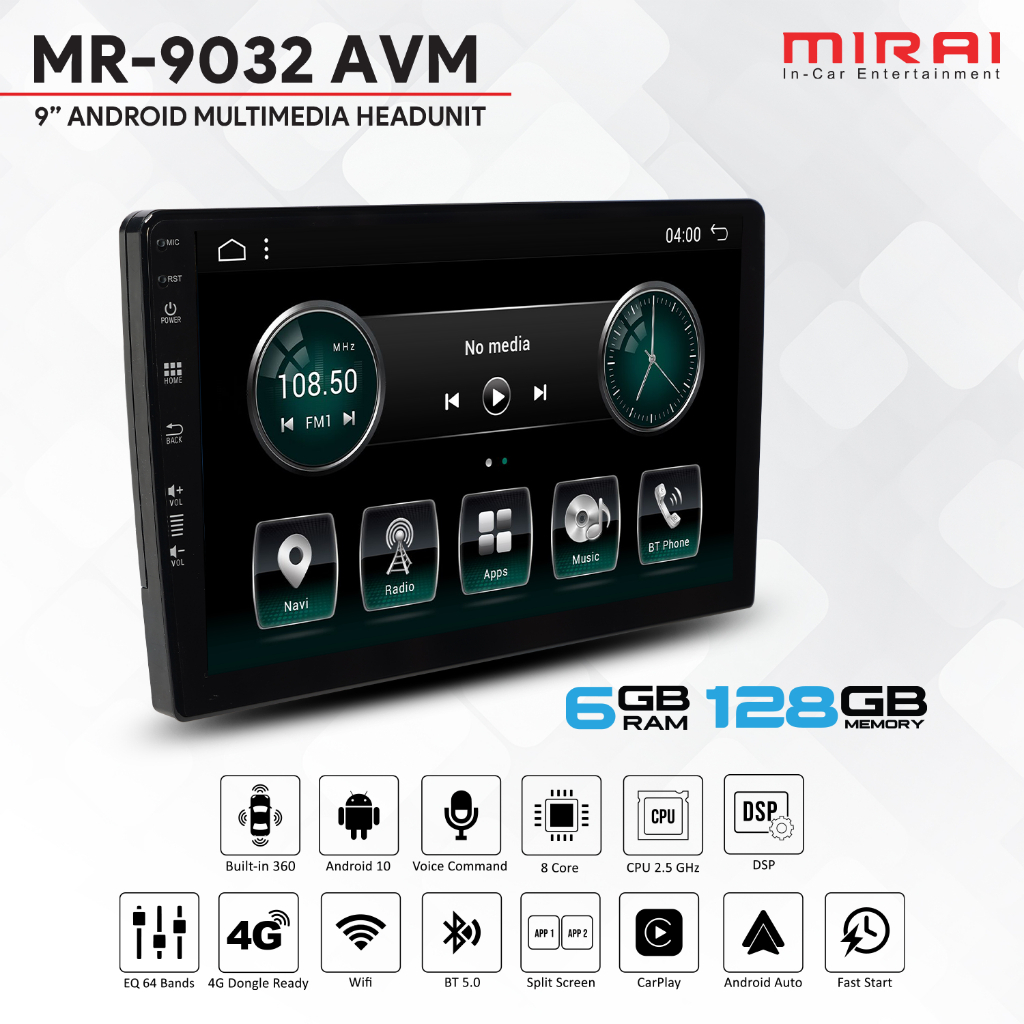 Head Unit Android Mirai AVM 6/128GB Series- 9 Inch
