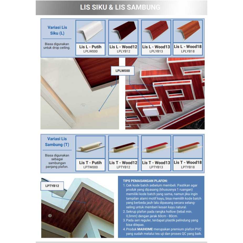 LIST SIKU PLAFON MOTIF PVC MAIHOME BERBAGAI MODEL DAN WARNA