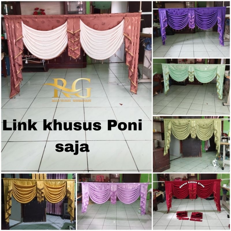 Gorden Poni Gelombang Spanyol Mewah | Hordeng Rumbai Atas Pintu & Jendela Murah