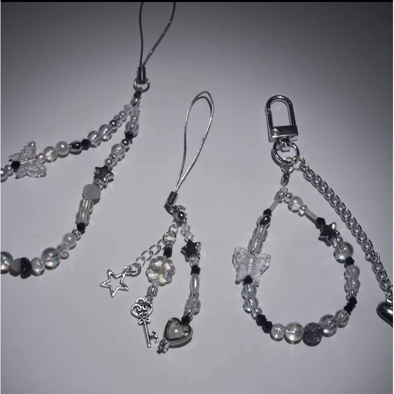 Strap hp BW / phone strap hitam putih / strap hp custom/ keychain korea