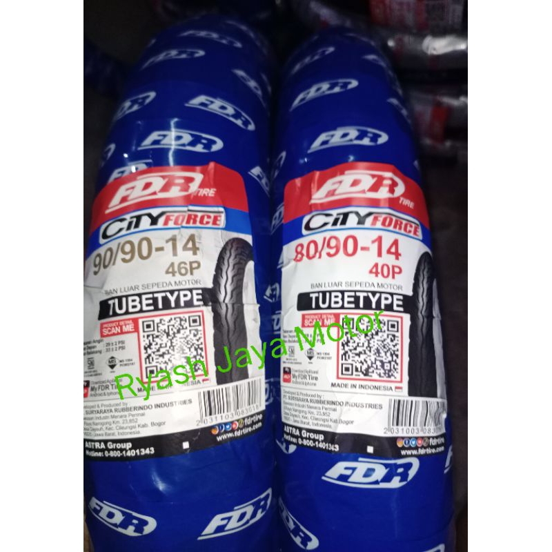 Paket Ban luar Biasa (tube type) depan & belakang FDR City force  80/90-14 dan 90/90-14 for Vario 11