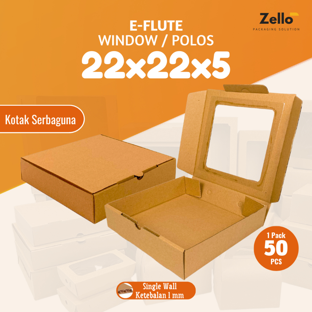 

E-Flute Kardus Pizza Cookies Kue Kotak Kado Hampers Souvenir Serbaguna 22x22x5 22x22x4.5 cm