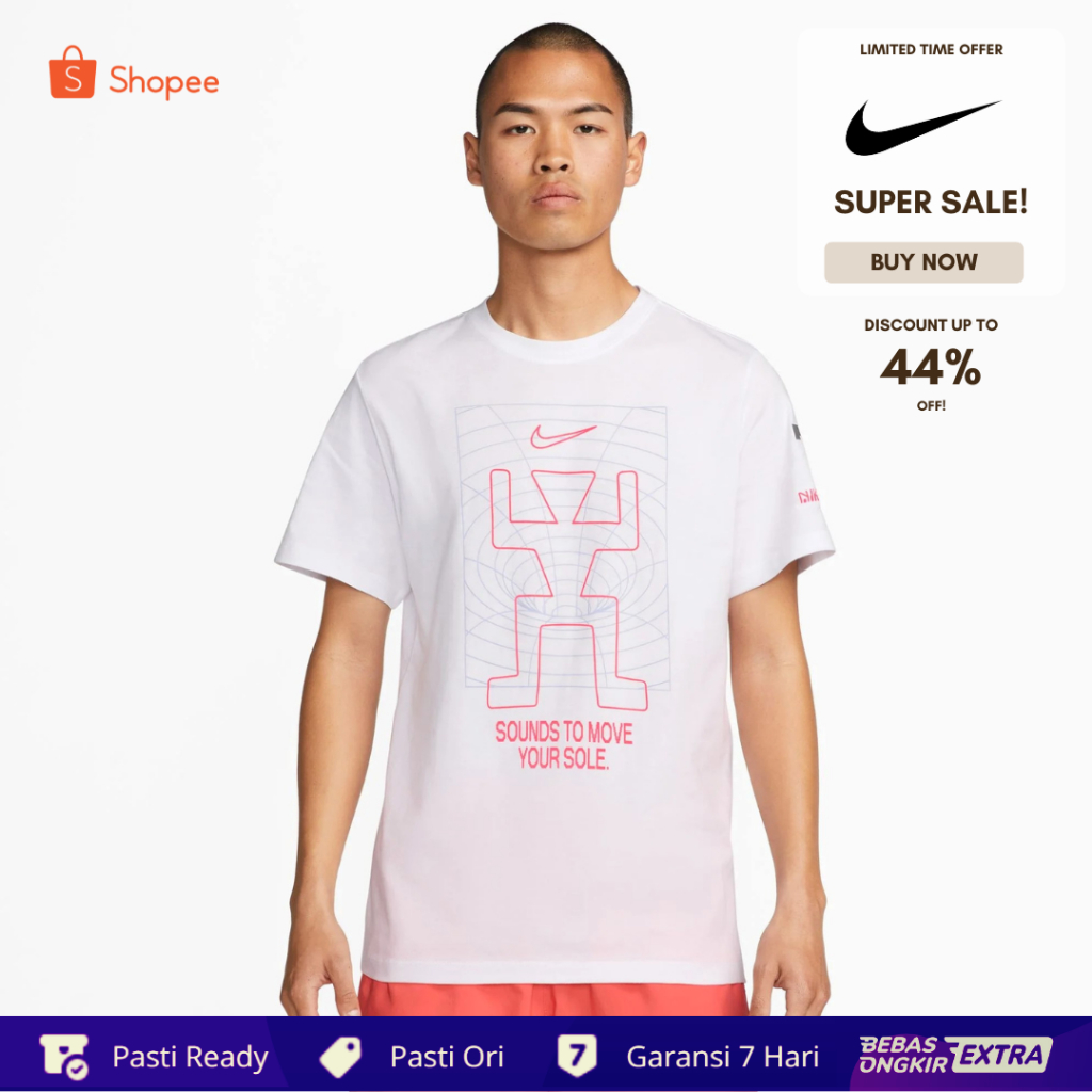 Kaos Nike Original Pria Sportswear Trend Iridescentt Tee - White