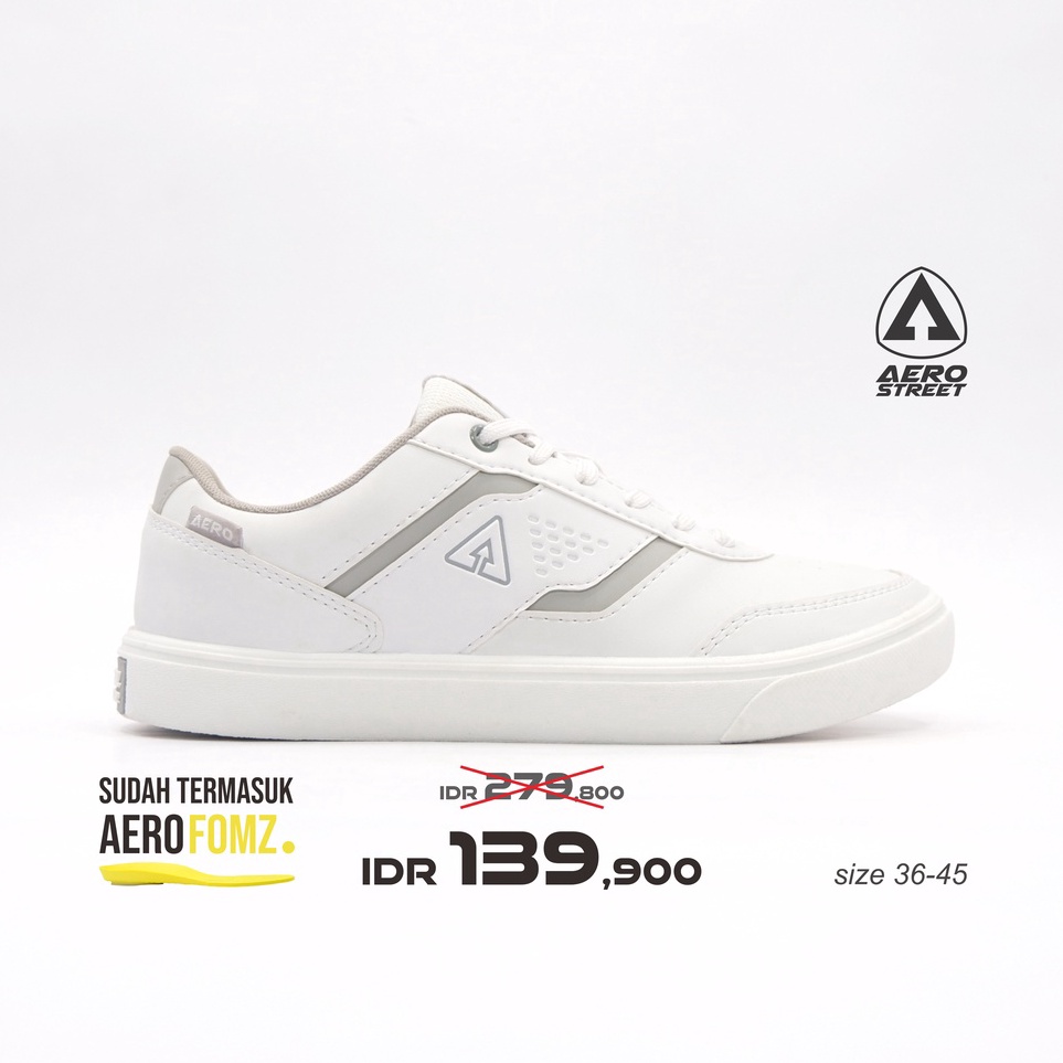 Big Sale Aerostreet 37-44 Tokyo Putih Putih Abu Muda - Sepatu Sneakers Casual Pria Wanita Aero Stree