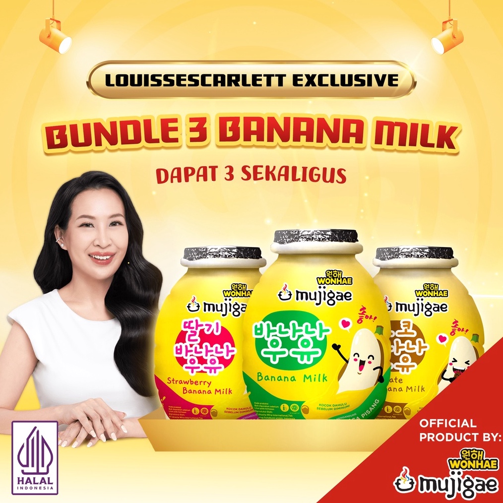 

12.12 Brands Festival [Louisse Scarlett Exclusive] Bundle 3 - Mujigae Banana Milk Mix Original. Chocolate, Strawberry !