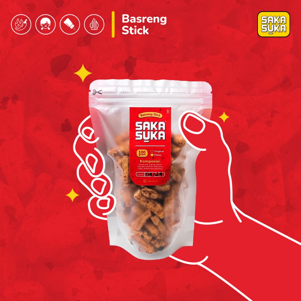 

Basreng Stick Pedas Daun Jeruk (Pouch) | Basreng Cikruh | SAKASUKA