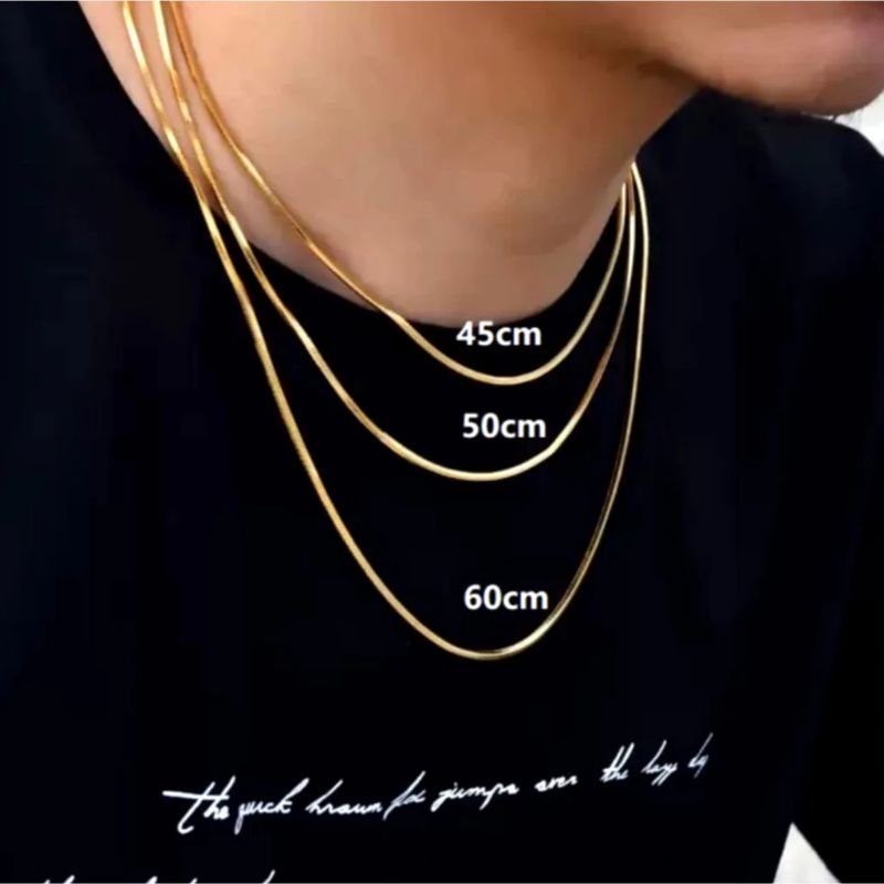 [Gratis Cincin] Kalung Titanium 100% Asli Keren Pria Wanita Anti Karat Cassandra Emas Gold Tidak Lun