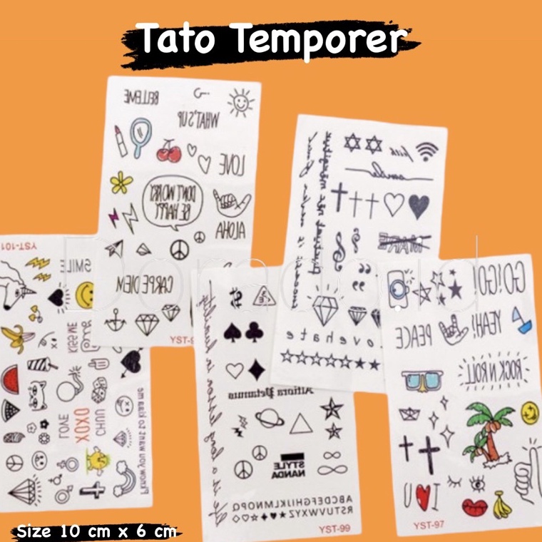 Terbaru 30 lembar Tato Temporer sticker motif bunga tulisan karakter tahan air