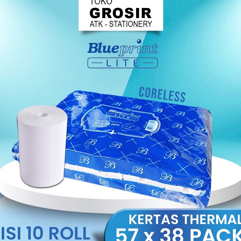 

[KODE PRODUK CHBQP6953] 57X38 (1 PACK) KES KASIR STRUK KES THERMAL TERMAL EDC BRI PPOB BP LITE 57MM CORELESS ≈ 58x40