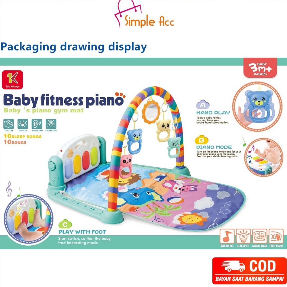 LANGSUNG ATC ~COD~ DO-M15-16 Baby Play Gym Mainan Anak Bayi Rattle & Piano Playmat Matras