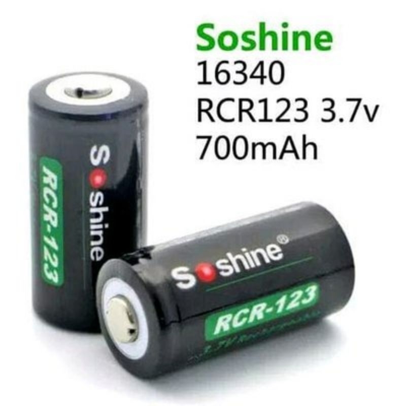 Soshine CR123 CR123A 700mAh Batere Baterai Cas Charger Rechargeable Li-Ion Lithium Ion CR123 3.7V Kw
