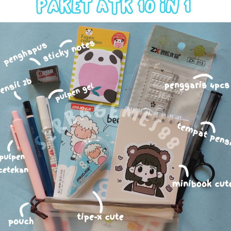 

33 serbagemes88 - SET ALAT TULIS LENGKAP 10 in 1 KARAKTER LUCU / STATIONERY LENGKAP 7167