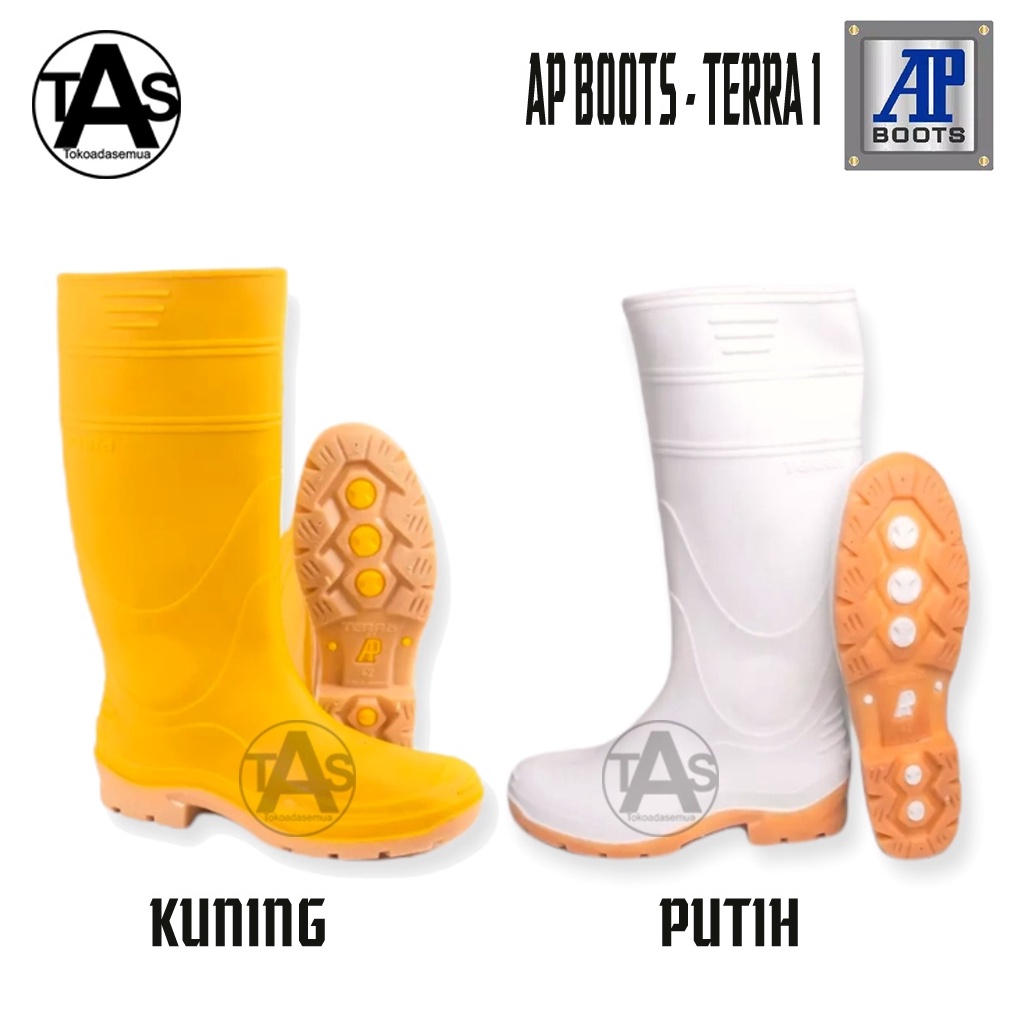 ✨STAR✨ Sepatu Boots Karet merk AP Terra 1 Putih & Kuning Size 38-42 serbuuu 