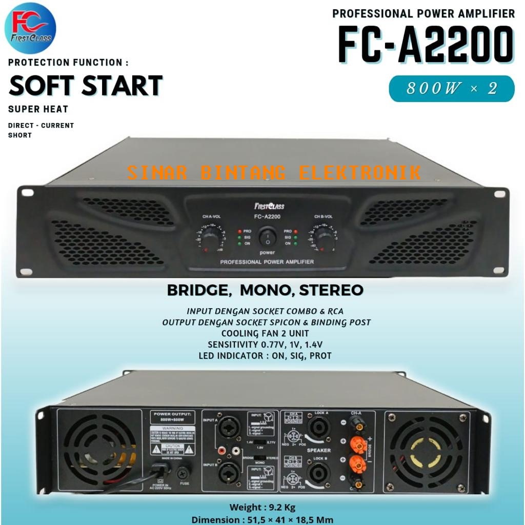 Power Ampli Firstclass FCA 2200  Ampli FC A 2200 Professional FC-A2200