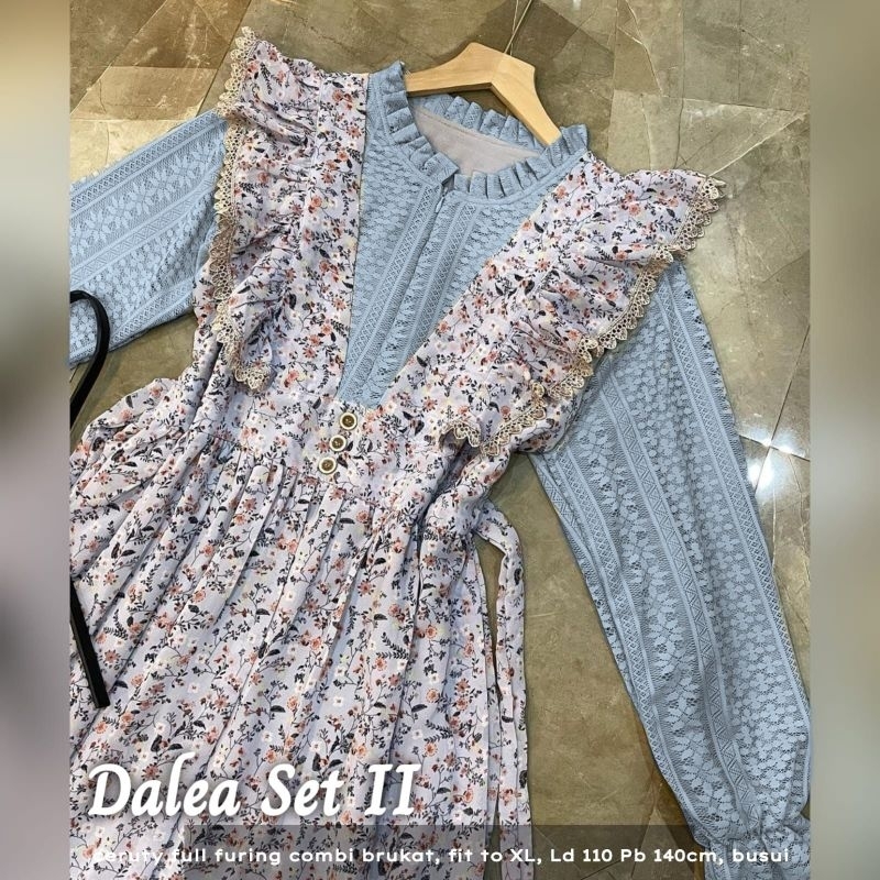 READYSTOCK Dalea Lace maxy bahan ceruty mix brukat full furing Ada Jumbo