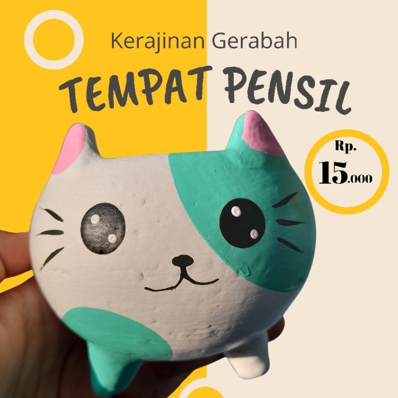 

Tempat Pensil Karakter Lucu Unik Murah Tanah Liat Handmade