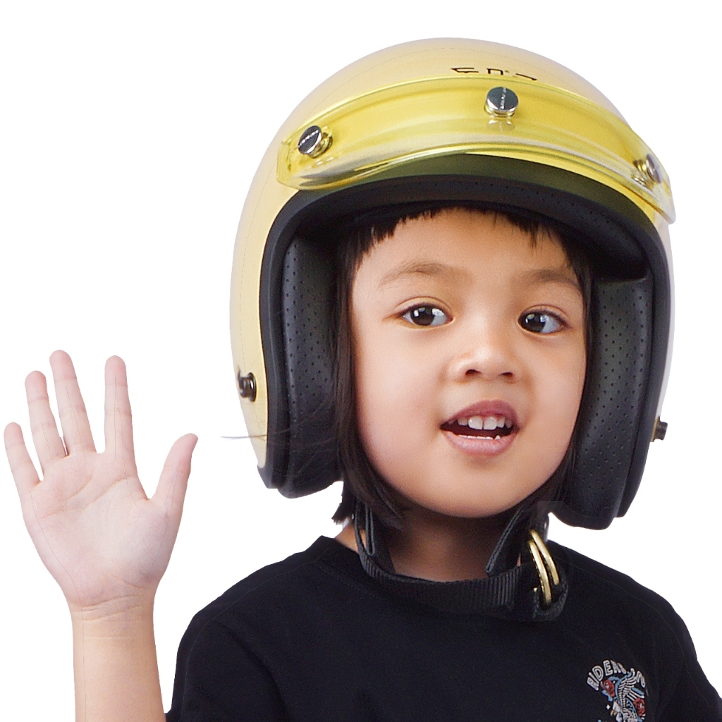 Helm Anak Helm Retro Kids Riders.inc RIMC Doja Beige Glossy Helm Bogo