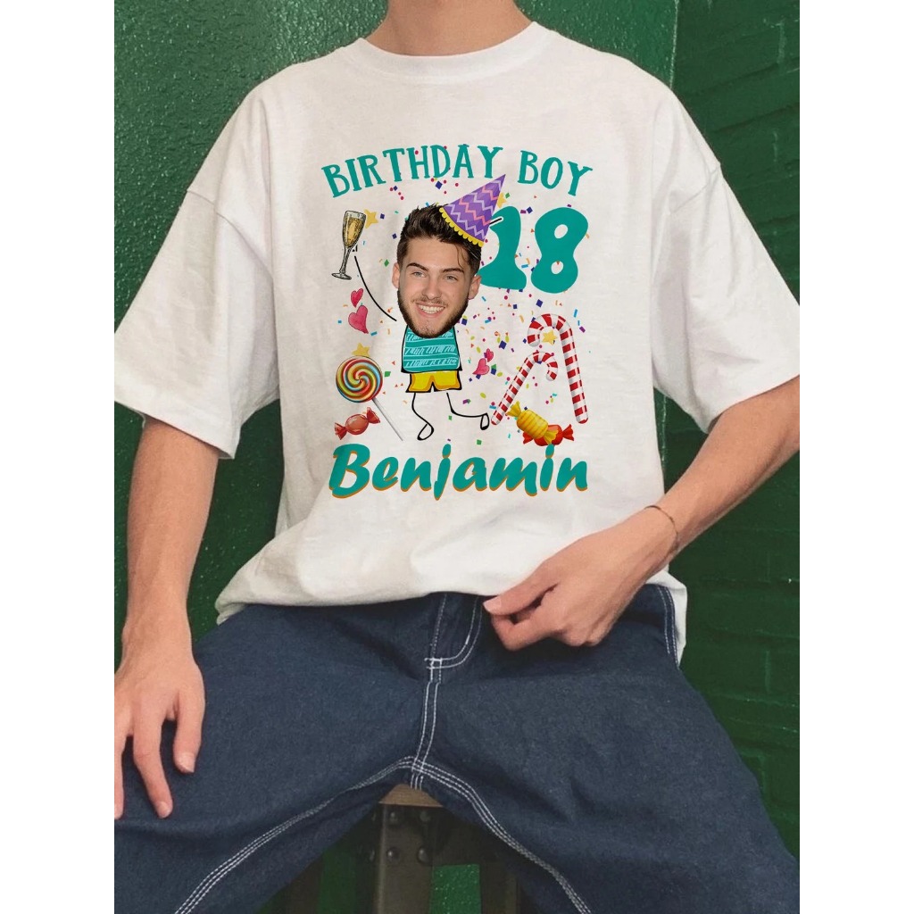 Kaos Birthday/Ulang Tahun Free Custom Nama & Angka BIRTHDAY BOY MUKA ORANG