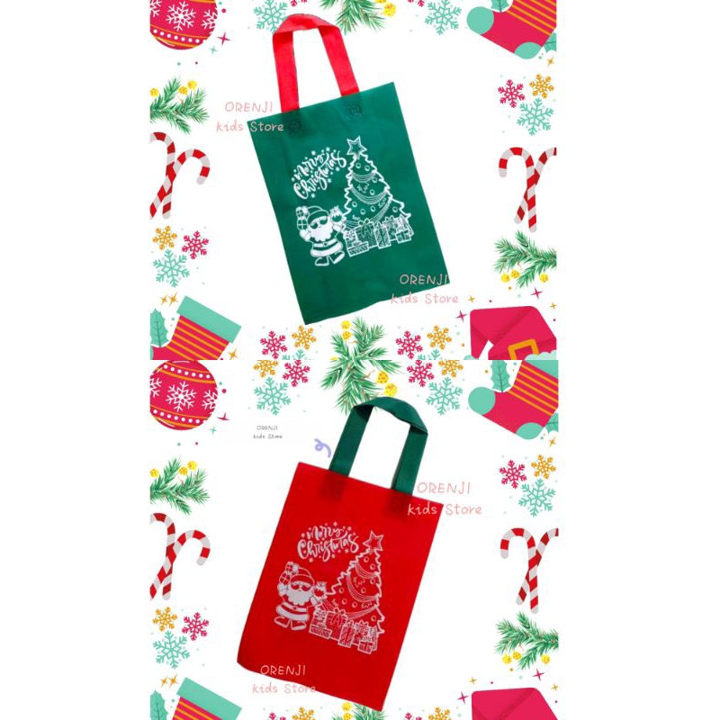 

Tas Kado Natal. Kantong Kado edisi Christmas uk 25x35x8 dan 30x40x8 - Goodie Bag motif Xmas