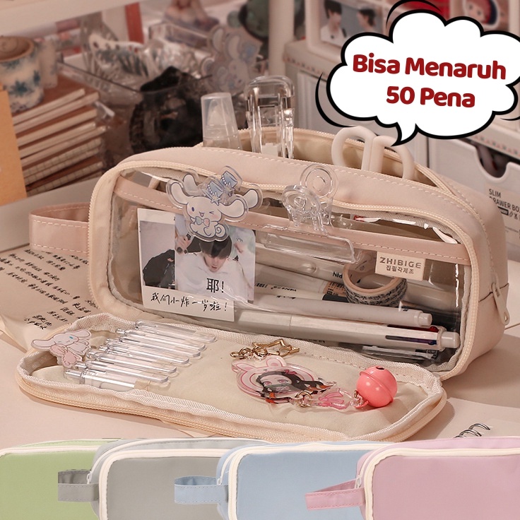 

[KODE PRODUK 8PJIN9967] Large Capacity Kawaii Pencil Cases flip Pencil Bag Pouch Holder Box for Girls Office Student Stationeryanizer School Supplies