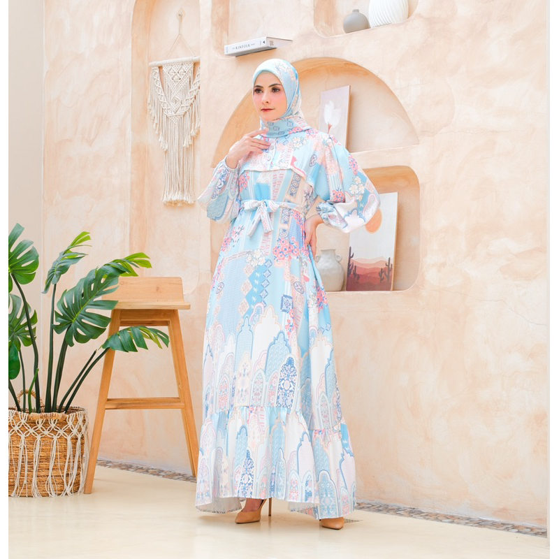 KHADIJAH DRESS SET HIJAB - COLORFULL BLUE
