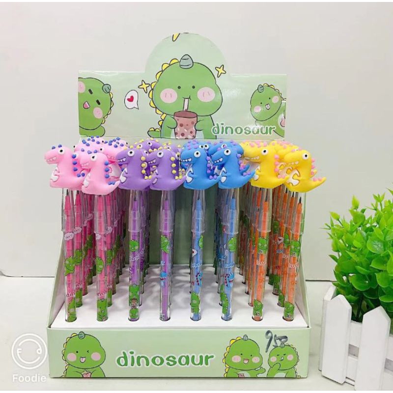 

pensil susun kepala karet bentuk dinosaurus