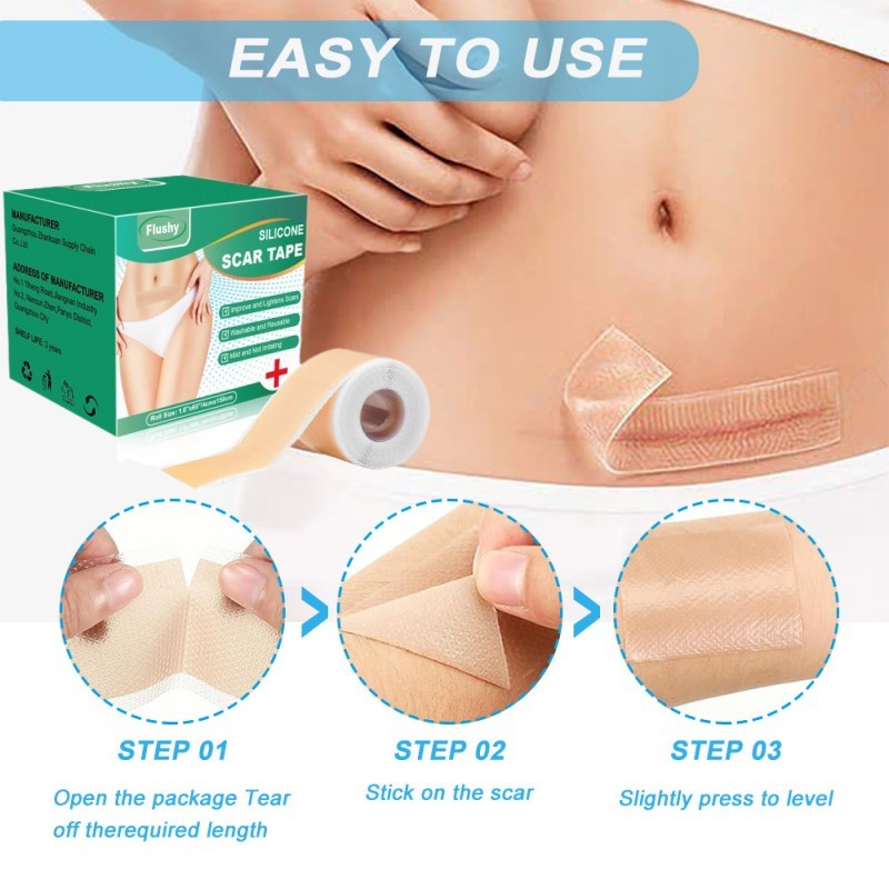 Silicone Scar Sheet 4cm x 1.5m plester Scar Removal Silicone Tape Penghilang bekas luka keloid penghilang strechmark