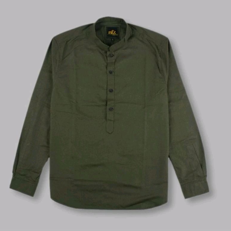 Baju Koko Pria Warna Hijau Army Lengan Panjang