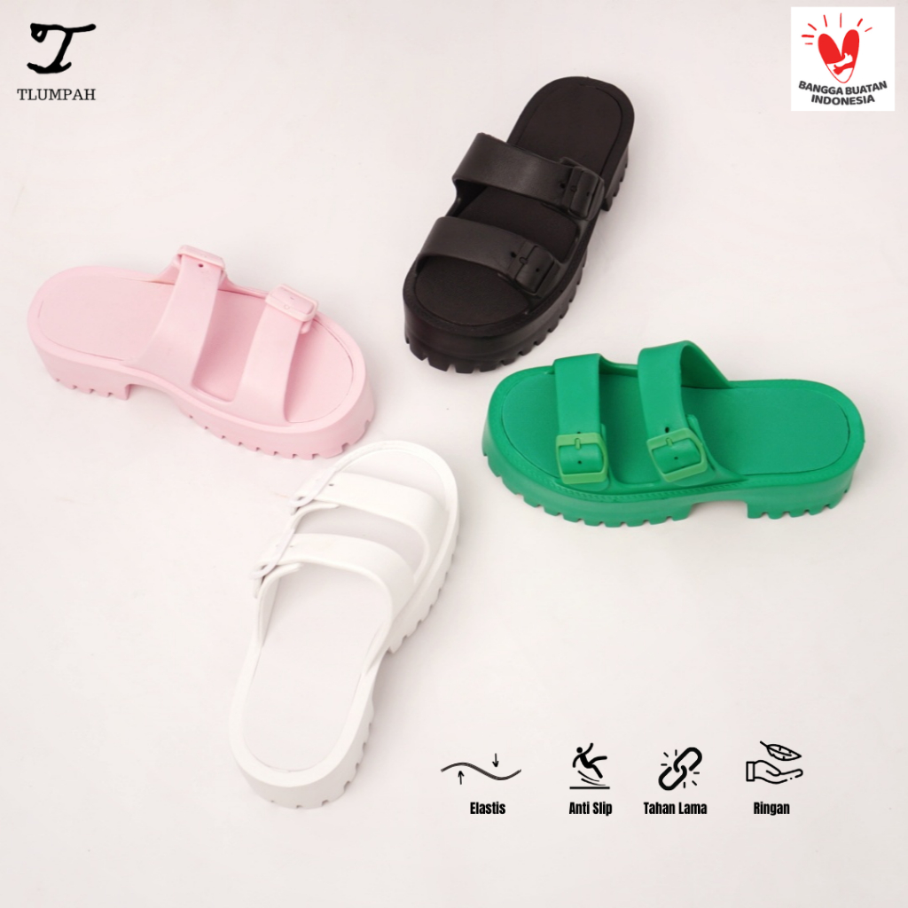 Lunna Sandal | Sandal Jepit Hak Tinggi Sandal Karet Wanita Wedges