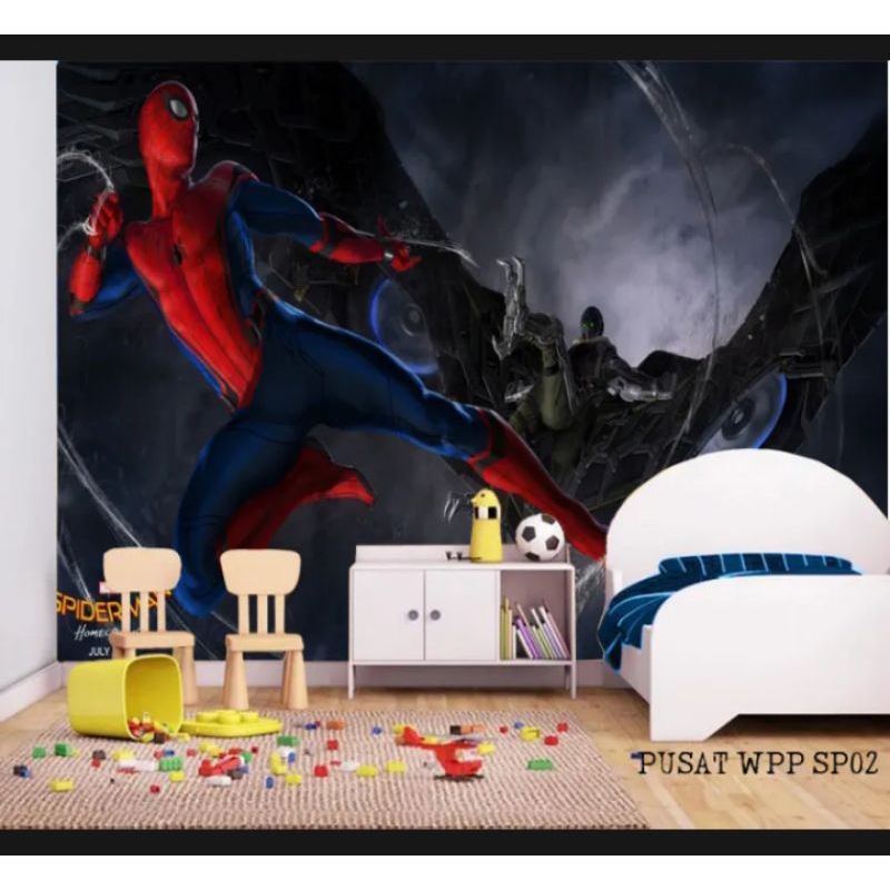 Stiker Dinding Dekorasi Kamar Cowok3D Custom , Stiker Dinding Karakter Motif Spydeman  Ready Stok